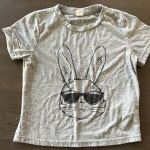 SHEIN Gray Short Sleeve Tee with Bunny Graphic